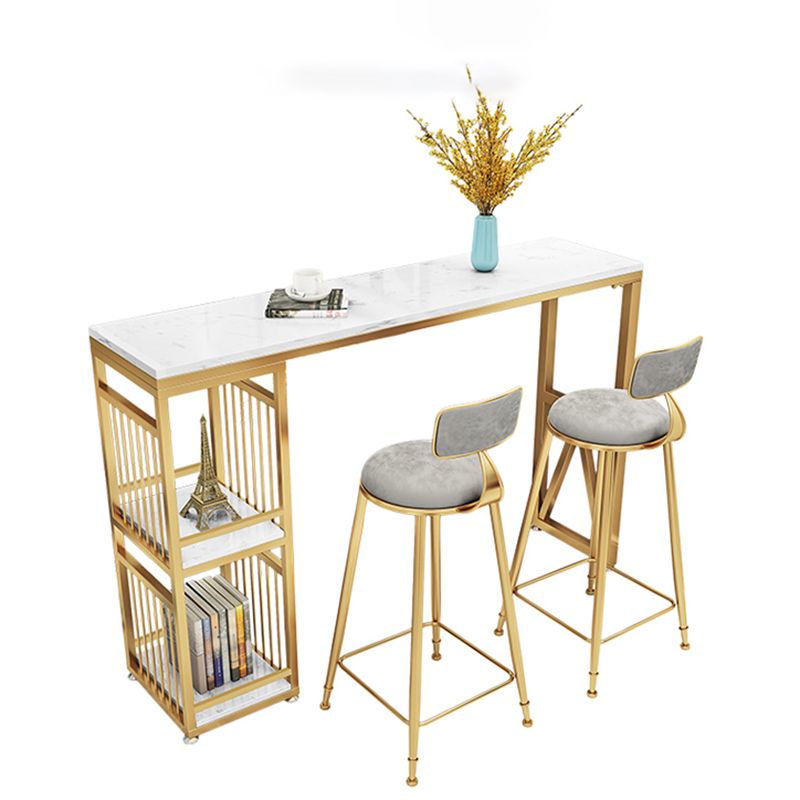 Marble Indoor Bistro Bar Table Storage Fixed Table Counter Wine Table with Storage Clearhalo 'Bar Furniture' 'Bar Tables' 'bar_tables' 'furn' 'furn_bar_tables' 'Furniture' 'furniture_bar_tables' 'Kitchen & Dining Furniture' 1200x1200_bd9373f6-5dcc-4525-aeef-c6fbb3325fd5