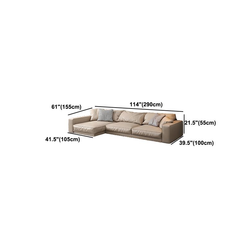 Pillowed Back Cushions Sectional Sofa, Square Arm Sectional Sofa,in Cream22" Clearhalo 'furn' 'furn_sectionals' 'Furniture' 'Living Room Furniture' 'Sectionals' 1200x1200_bd9616b4-b967-4c34-bf07-13a496e289dd