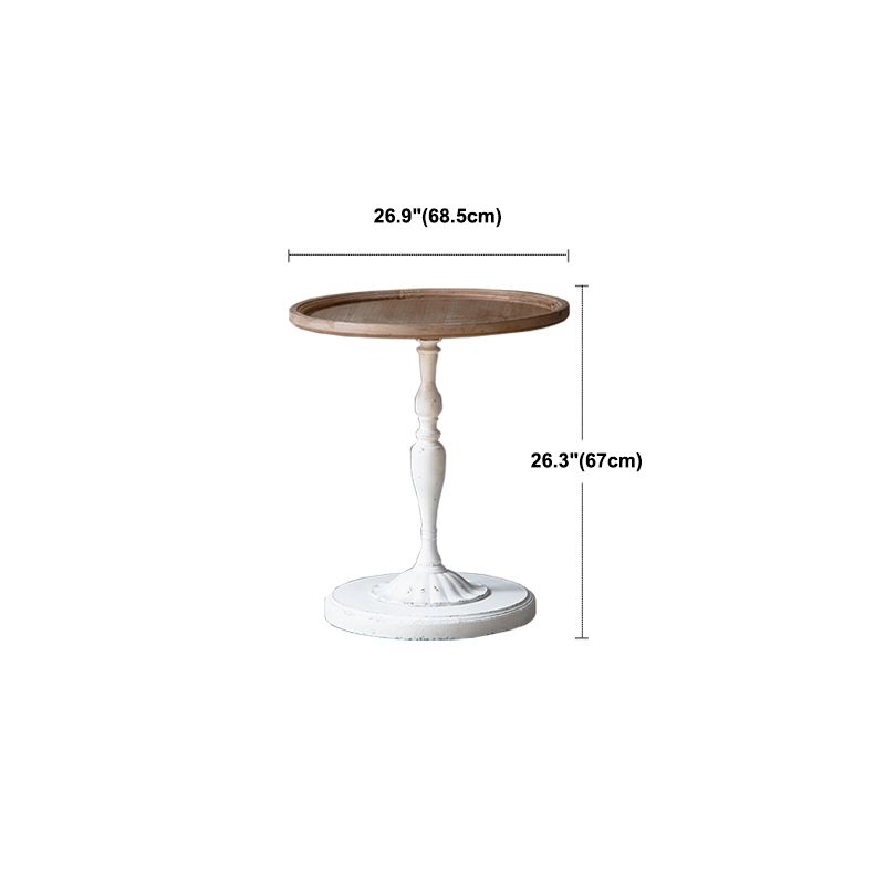 Mesa de cóctel envejecida de estilo francés, mesa de centro con pedestal de madera para el hogar
