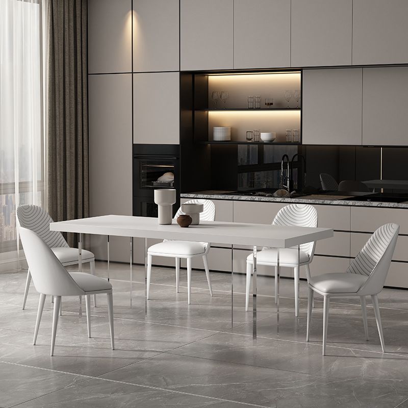 Tavolo da cucina moderno per la sala da pranzo bianca Acrilico a doppio piede fisso