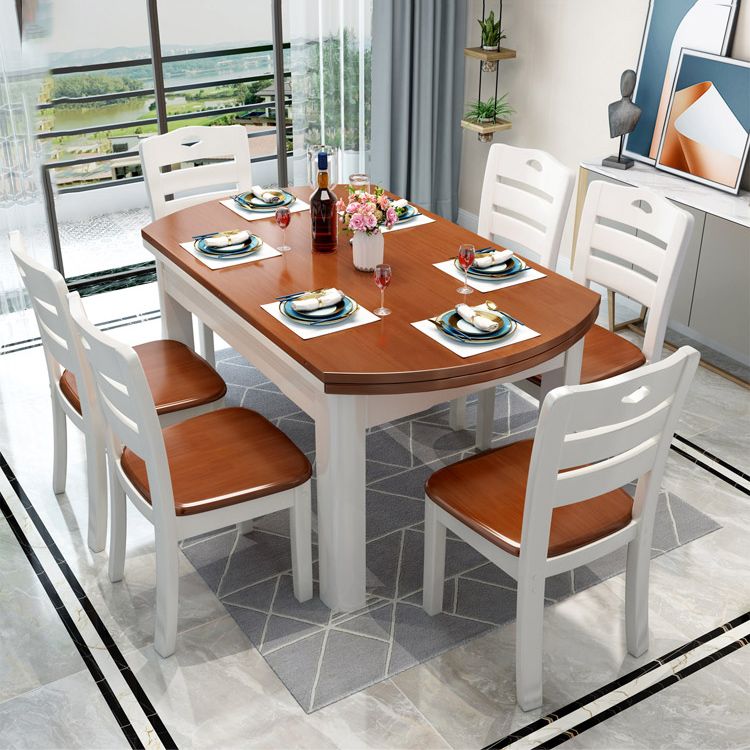 Extendable Dining Table Wood Dining Table for Kitchen Dining Room Clearhalo 'Dining Tables & Seating' 'Dining Tables' 'dining_table' 'furn' 'furn_dining_table' 'Furniture' 'Kitchen & Dining Furniture' 1200x1200_bd988613-b0a5-45d2-a09c-87bee16cf951
