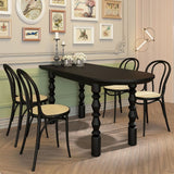 Modern Style Dining Table Solid Wood Dining Room Table in Black