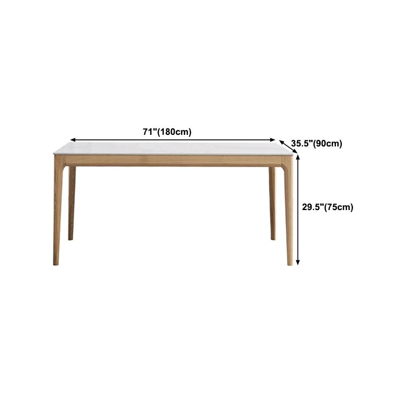 Rectangle Retro Modern Dining Table White Sintered Stone Top 4 Legs Fixed Table Clearhalo 'Dining Tables & Seating' 'Dining Tables' 'dining_table' 'furn' 'furn_dining_table' 'Furniture' 'Kitchen & Dining Furniture' 1200x1200_bd9b60d3-ecf8-436f-836f-419725c674d5