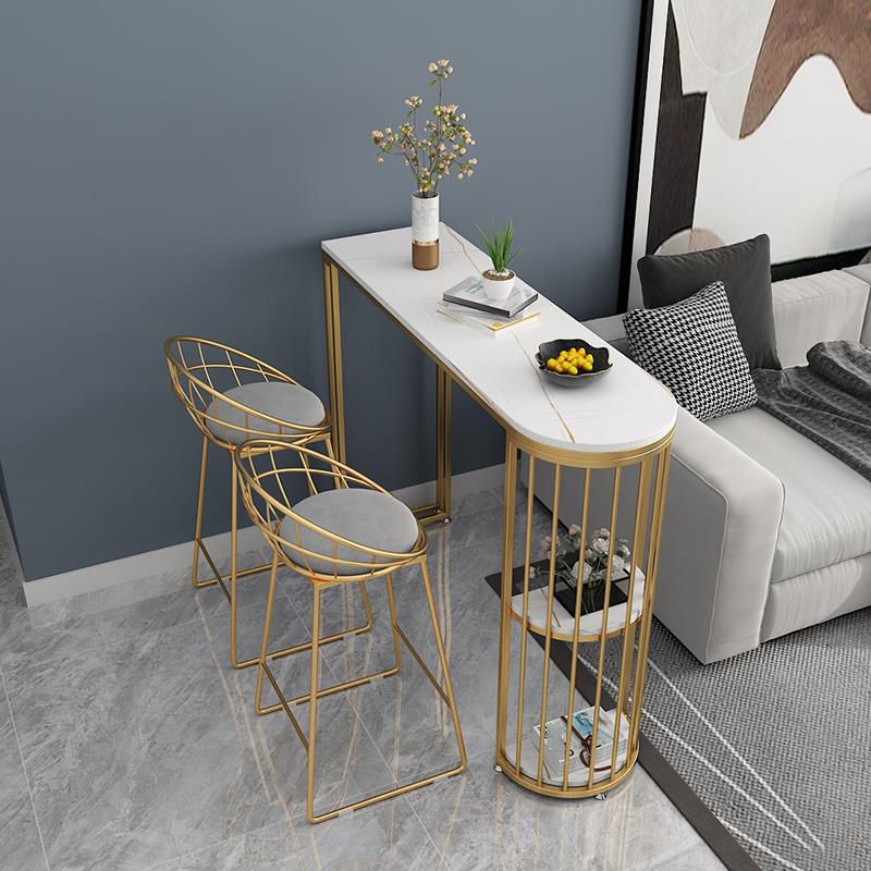 Stone Irregular Shape Bar Table Traditional Luxury Bistro Table with Double Pedestal Clearhalo 'Bar Furniture' 'Bar Tables' 'bar_tables' 'furn' 'furn_bar_tables' 'Furniture' 'Kitchen & Dining Furniture' 1200x1200_bd9bfbbf-ee05-4099-85c4-c6e554e7aae9