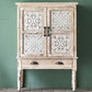 Industrial Distressed Wood Cabinet 1/2 - Drawer Solid Wood Storage Cabinet in White