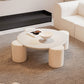 Table basse moderne de forme libre, table basse simple blanche avec 4 pieds