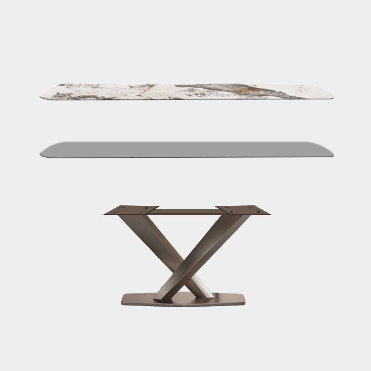 Modern Sintered Stone Dining Room Set with Rectangle Table and Metal Base Home Dining Set Clearhalo 'Dining Room Sets' 'Dining Tables & Seating' 'dining_room_set' 'furn' 'furn_dining_room_set' 'Furniture' 'furniture_dining_room_set' 'Kitchen & Dining Furniture' 'kitchen&dining_furn' 'kitchen' 1200x1200_bda19c1b-af30-47d1-a7ac-08fa92503b12