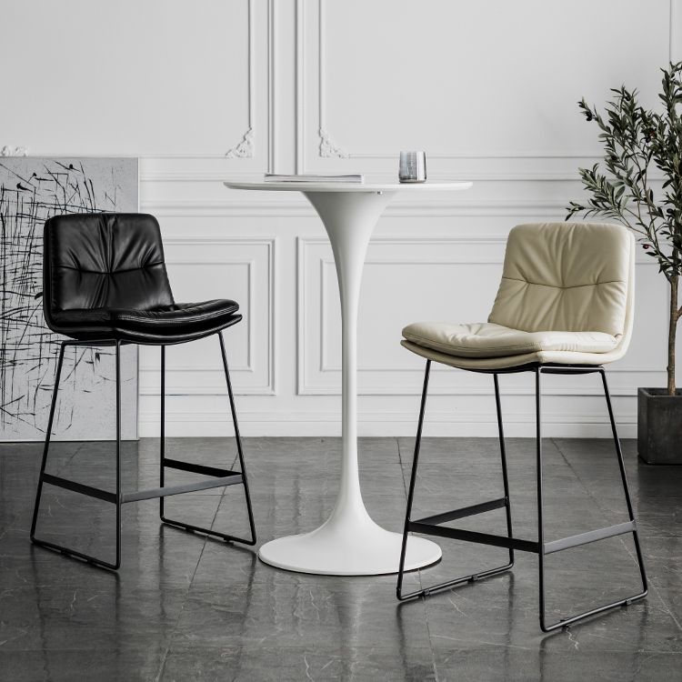 Scandinavian Low Back Home Stool Matte Finish Upholstered Bar Stools Clearhalo 'Bar Furniture' 'Bar Stools' 'bar_stools' 'furn' 'furn_bar_stools' 'Furniture' 'furniture_bar_stools' 'Kitchen & Dining Furniture' 1200x1200_bda4faf9-480f-4798-ac8b-c3c5f626b354