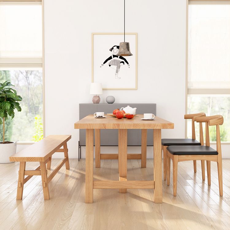 Modern Pine Solid Wood Table Rectangle Dining Table with Double Pedestal Clearhalo 'Dining Tables & Seating' 'Dining Tables' 'dining_table' 'furn' 'furn_dining_table' 'Furniture' 'furniture_dining_table' 'Kitchen & Dining Furniture' 1200x1200_bda57937-2a39-4a88-91c9-f4c5965b5554