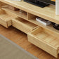 Meuble TV moderne en bois, Console de rangement ouverte, support multimédia TV avec tiroirs pour salon