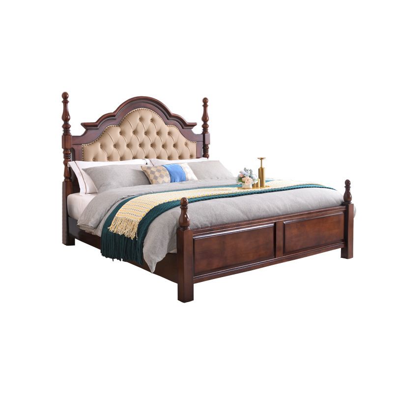 Brown Wood King Bed Tufted Nailhead Upholstered Bed Frame with Headboard Clearhalo 'Bedroom Furniture' 'Beds' 'furn' 'furn_beds' 'Furniture' 1200x1200_bda61022-055e-4a44-86b5-762f8c8c4376