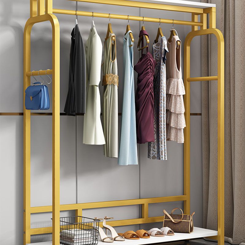 Modern Metal Entryway Kit Hanging Rail and 2 Storage Shelving Coat Hanger Clearhalo 'Entry & Mudroom Furniture' 'furn' 'furn_hall_tree_coat_racks' 'Furniture' 'Hall Trees & Coat Racks' 'hall_tree_coat_racks' 1200x1200_bda855f0-2098-4349-b9c9-9c6fc7c3af28