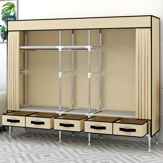 Matte Finish Wardrobe for Home Modern Style Storage Cabinet with Metal Frame