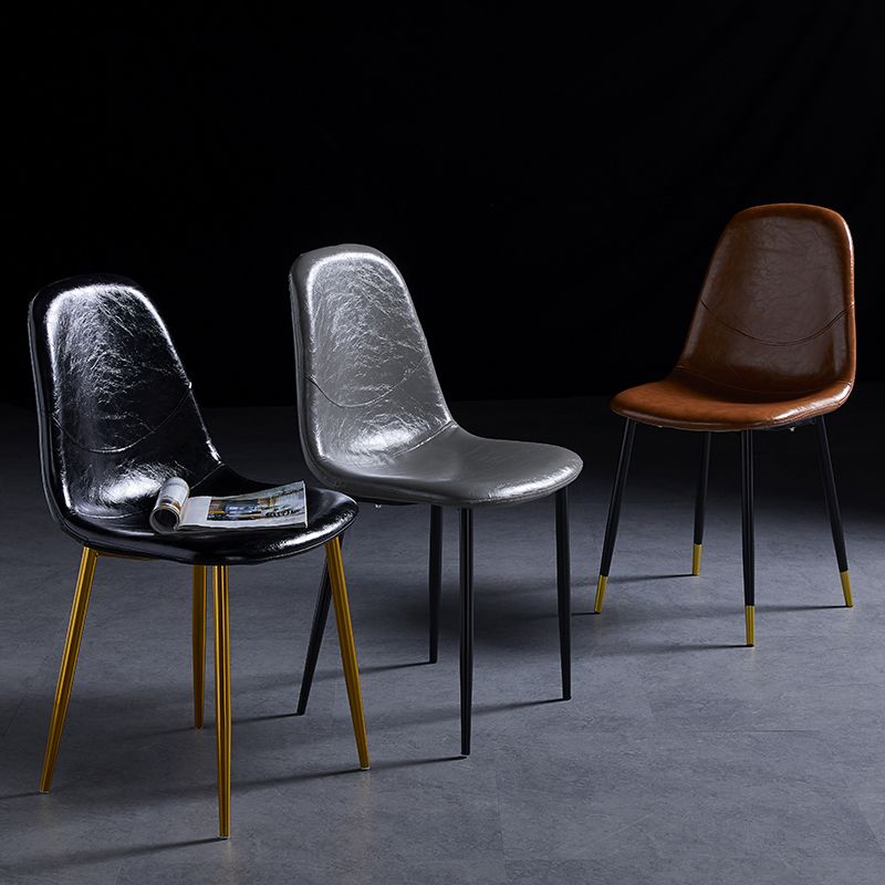 PU Leather Armless Dining Chairs Solid Back Dining Side Chair with Metal Legs Clearhalo ' kitchen&dining_furn' 'Dining Chairs' 'Dining Tables & Seating' 'dining_chair' 'furn' 'furn_dining_chair' 'Furniture' 'furniture_dining_chair' 'Kitchen & Dining Furniture' 'kitchen' 1200x1200_bda90bc6-f9ba-477a-9b41-899dd5a91a7a