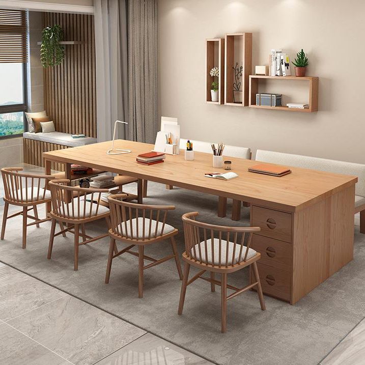 Contemporary Pine Office Desk Drawers Included Writing Desk for Office Clearhalo 'furn' 'furn_office_desk' 'Furniture' 'Office Desks' 'Office Furniture' 'office_desk' 1200x1200_bda93f3f-6eba-45b7-b9bd-cc626eae47a5