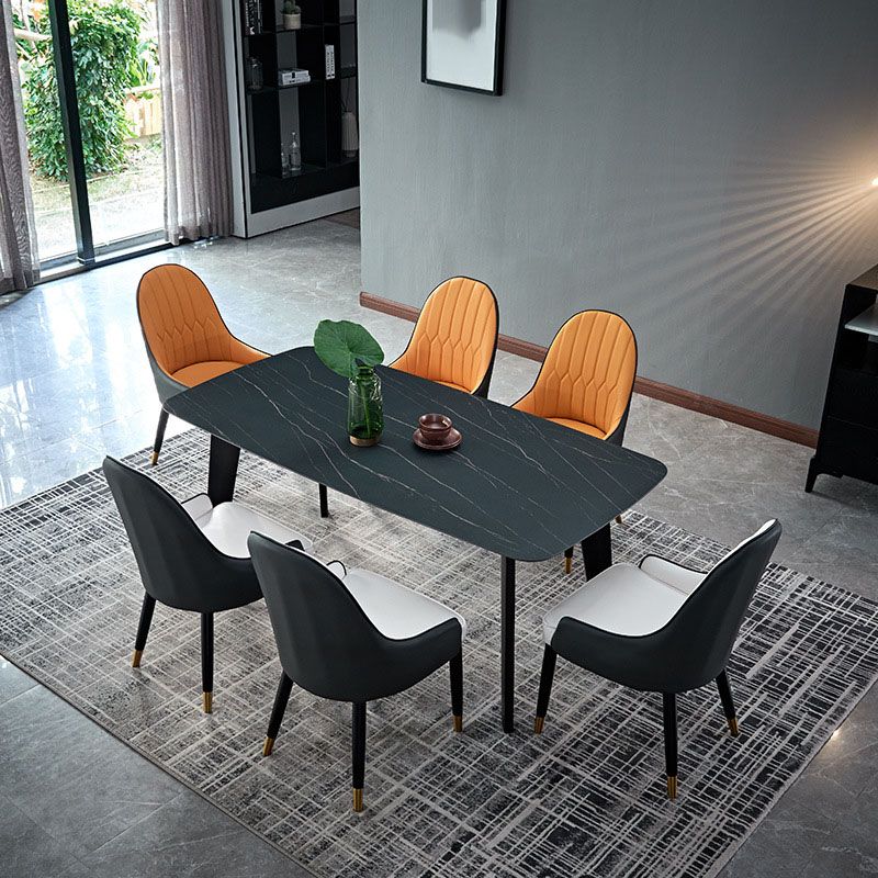 Stone Top Dining Table Contemporary Rectangle Table with 4 Legs in Black Clearhalo 'Dining Tables & Seating' 'Dining Tables' 'dining_table' 'furn' 'furn_dining_table' 'Furniture' 'furniture_dining_table' 'Kitchen & Dining Furniture' 'kitchen' 'kitchen_dining_table' 1200x1200_bda9b91e-f5e0-4761-850f-ce44bc92ce2f