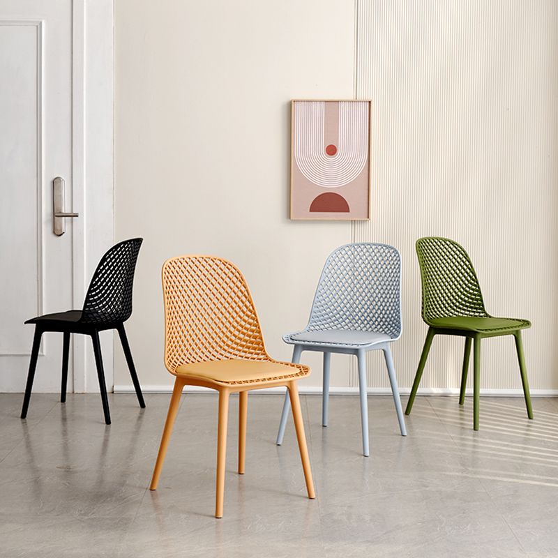 Sillas de comedor de estilo contemporáneo sillas sin brazos con patas de plástico para el hogar