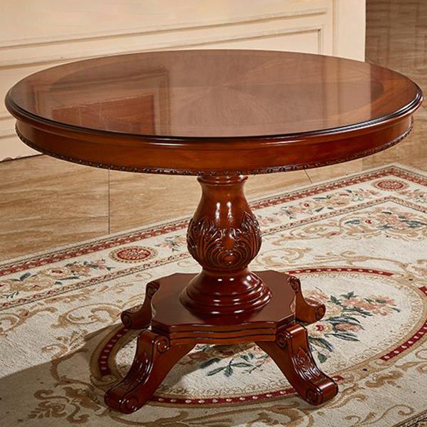 Solid Wood Victorian Round Dining Table Rubberwood Top Table for Home Clearhalo ' dining_table' 'Dining Tables & Seating' 'Dining Tables' 'Furniture' 'furniture_dining_table' 'Kitchen & Dining Furniture' 'kitchen&dining_furn' 'kitchen' 'kitchen_dining_table' 1200x1200_bdab0d64-d7da-4781-9baf-e91ce0cfb388