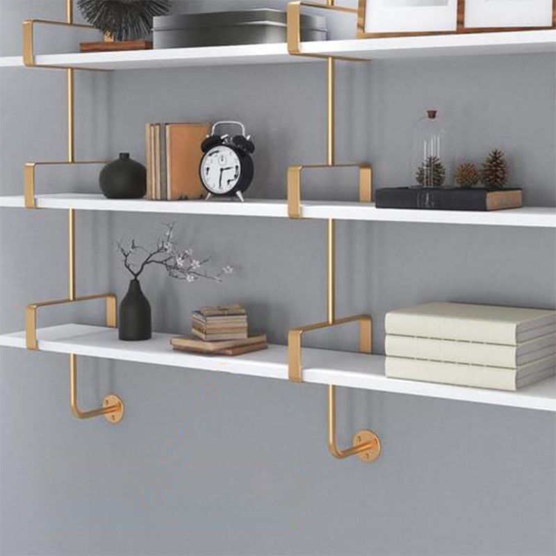 Glam Engineered Holz Bücherregal schwimmend weiß geschlossener Bücherregal