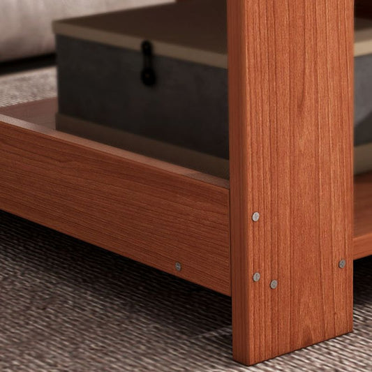 Modern Style Rectangular Wooden Table 4 Legs Base with Storage Rack Coffee Table