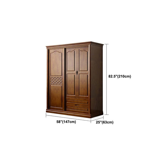 Traditionele garderobe armoire massief houten garderobe kast met planken