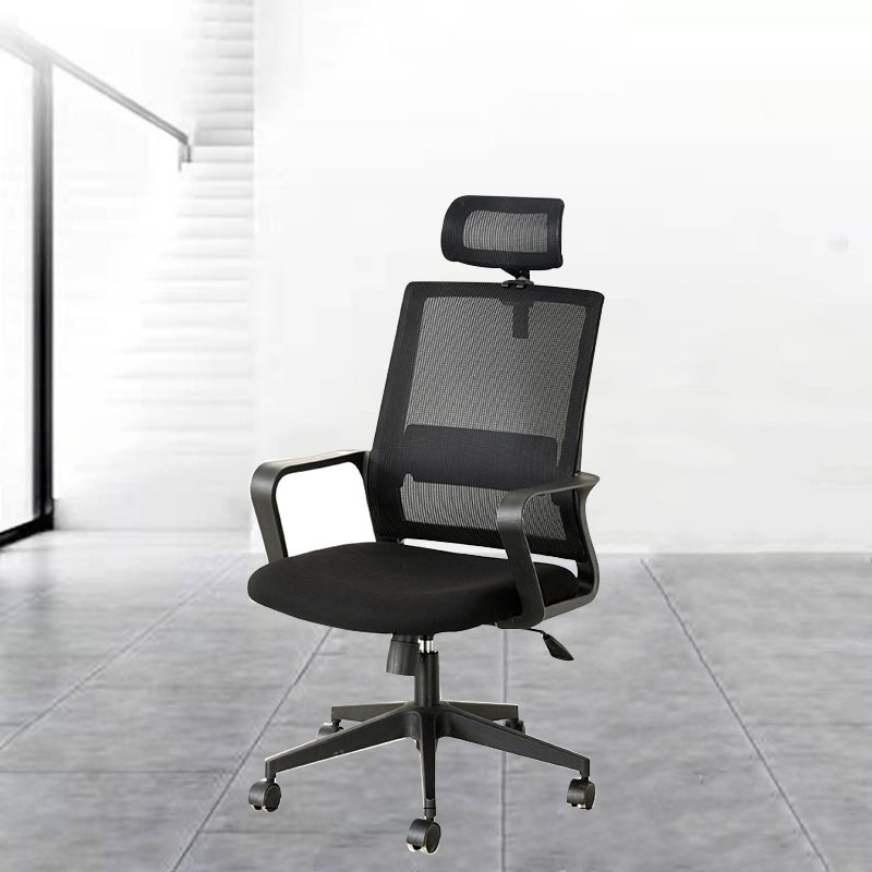 Modern Fixed Arms Office Chair Nylon Black High Back Home Office Chair Clearhalo 'furn' 'furn_office_chair' 'Furniture' 'Office Chairs' 'Office Furniture' 'office_chair' 1200x1200_bdb127ec-437f-4375-9937-52595b600625