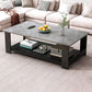 Nordic Style 4 Legs Base Rectangular Solid Wood Table with Storage Rack Coffee Table
