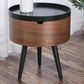 Modern Style Round 3 Legs Side Table Set in Black with Storage