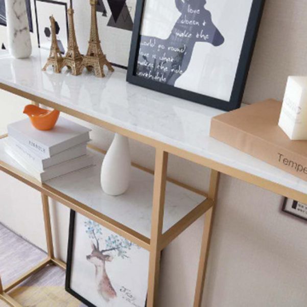 Tabella della console in marmo glam da 12 "W tavolo accento per la cornice resistente alle macchie per Hall