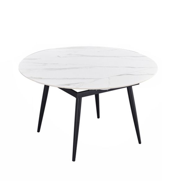 Round Standard Sintered Stone Top Dining Set with 4 Black Metallic Legs for Dining Furniture Clearhalo 'Dining Room Sets' 'Dining Tables & Seating' 'dining_room_set' 'furn' 'furn_dining_room_set' 'Furniture' 'furniture_dining_room_set' 'Kitchen & Dining Furniture' 'kitchen&dining_furn' 'kitchen' 1200x1200_bdb338ae-9c8d-4e18-8704-96413f92a087
