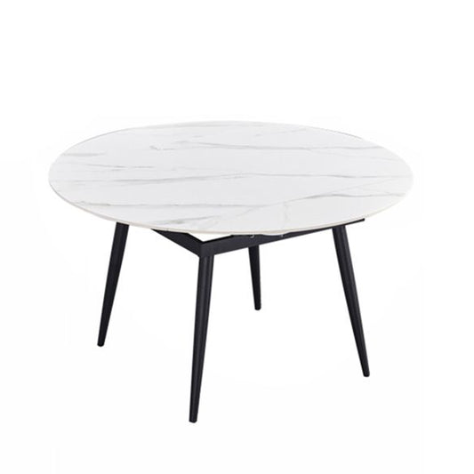 Round Standard Sintered Stone Top Dining Set with 4 Black Metallic Legs for Dining Furniture Clearhalo 'Dining Room Sets' 'Dining Tables & Seating' 'dining_room_set' 'furn' 'furn_dining_room_set' 'Furniture' 'furniture_dining_room_set' 'Kitchen & Dining Furniture' 'kitchen&dining_furn' 'kitchen' 1200x1200_bdb338ae-9c8d-4e18-8704-96413f92a087