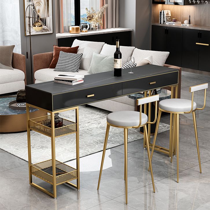 Marble Bistro Bar Desk with Rectangle Table Top White Double Pedestal Table-41.3" H Clearhalo 'Bar Furniture' 'Bar Tables' 'bar_tables' 'furn' 'furn_bar_tables' 'Furniture' 'furniture_bar_tables' 'Kitchen & Dining Furniture' 1200x1200_bdb4e3fd-8731-4827-9cf9-2159f22a4570