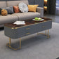 Eigentijdse salontafel met opberglade en gouden framebasis