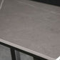Mesa rectangular contemporánea con altura de barra, mesa de comedor interior de hierro y piedra