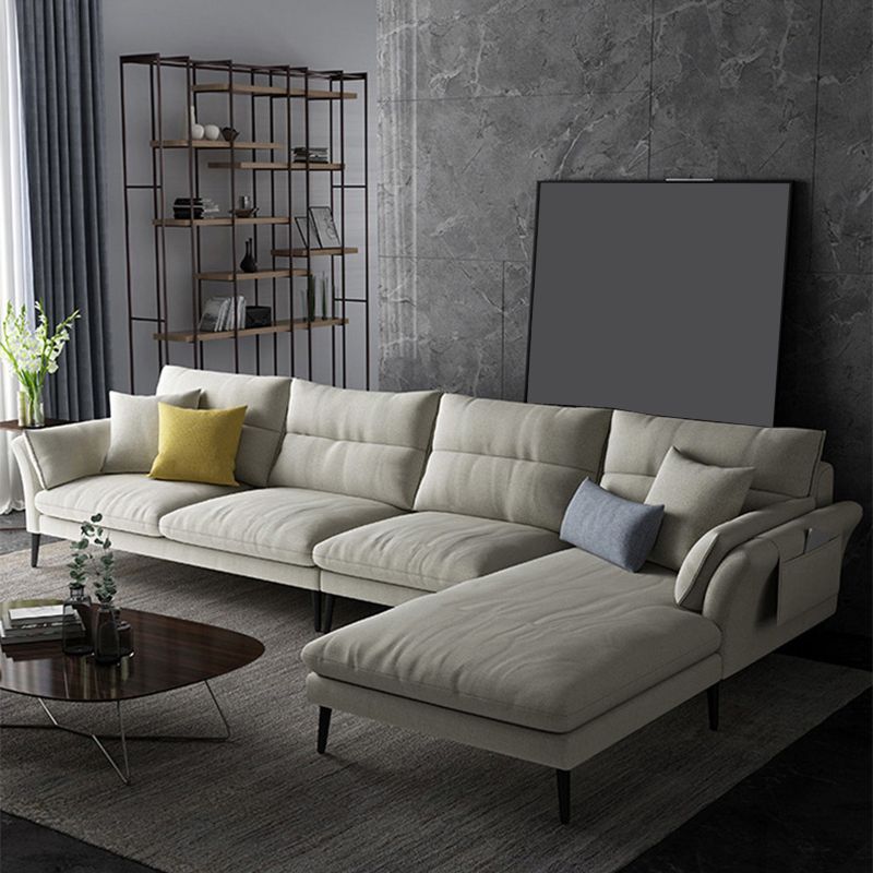 Flared Arm Fabric Sectional with Storage 4-seater Sofa & Chaise Clearhalo 'furn' 'furn_sectionals' 'Furniture' 'Living Room Furniture' 'Sectionals' 1200x1200_bdb6024d-abf2-45a8-8a30-a743e5ffa606