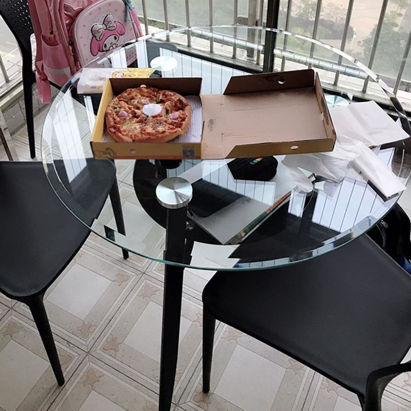 Round Tripod Base Home Furniture Clear Glass Dining Room Collection for Home Clearhalo ' dining_table' 'Dining Tables & Seating' 'Dining Tables' 'furn' 'furn_dining_table' 'Furniture' 'furniture_dining_table' 'Kitchen & Dining Furniture' 'kitchen&dining_furn' 'kitchen' 'kitchen_dining_table' 1200x1200_bdb78a40-7feb-464a-ad60-3d45fdc15c49