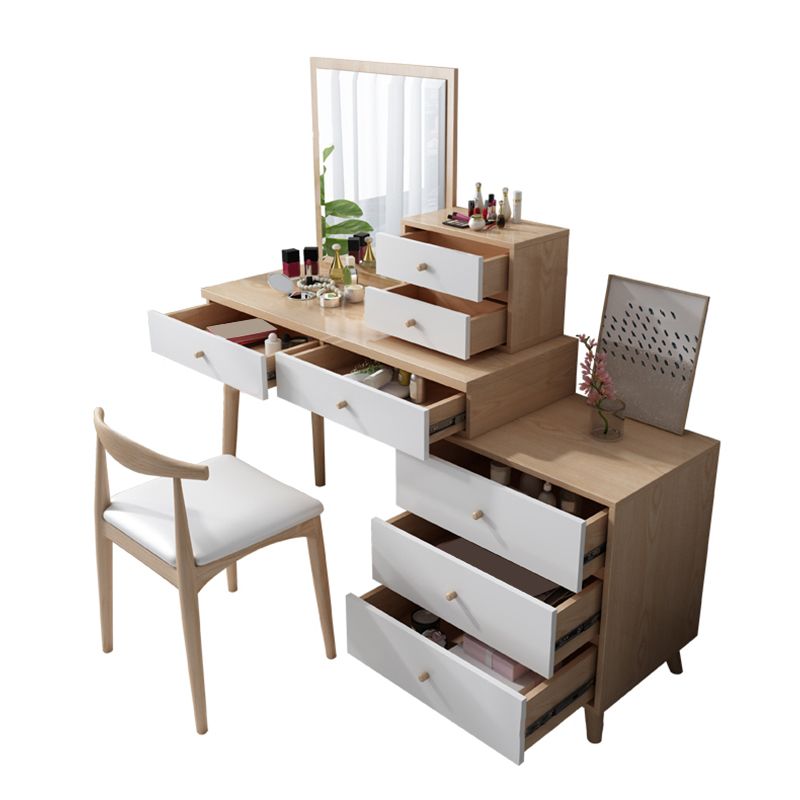 Tocador de maquillaje de dormitorio en tocador de madera de ingeniería nórdica natural