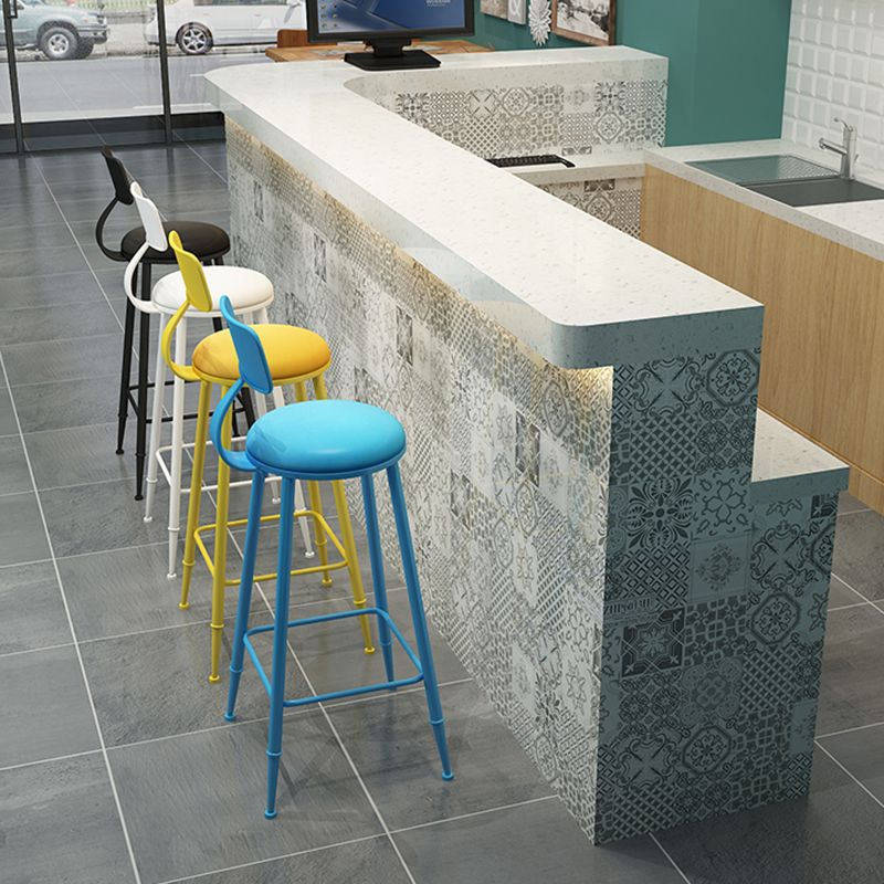 Modern Leather Seats Barstool Metal 4 Legs Base Colorful Bar Stool for Living Room Clearhalo 'Bar Furniture' 'Bar Stools' 'bar_stools' 'furn' 'furn_bar_stools' 'furniture_bar_stools' 'Kitchen & Dining Furniture' 'kitchen&dining_furn' 'kitchen' 'kitchen_furn' Furniture' 1200x1200_bdb958d7-2342-49c9-b61d-33e2a52b7c77