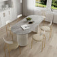 Oval Stone Top Dining Table Modern White Base Dining Table for Living Room Clearhalo 'Dining Tables & Seating' 'Dining Tables' 'dining_table' 'furn' 'furn_dining_table' 'Furniture' 'furniture_dining_table' 'Kitchen & Dining Furniture' 'kitchen' 'kitchen_dining_table' 1200x1200_bdbb0c95-64f5-46b2-a026-638e41833981