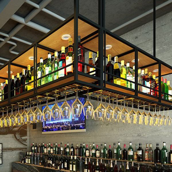 Metal Hanging Wine Glass Rack Modern Black Colour Wine Rack Kit Clearhalo 'furn' 'furn_wine_racks' 'Furniture' 'Kitchen & Dining Furniture' 'Wine Racks' 'wine_racks' 1200x1200_bdbbc258-b2ce-453c-b06d-494597f57995