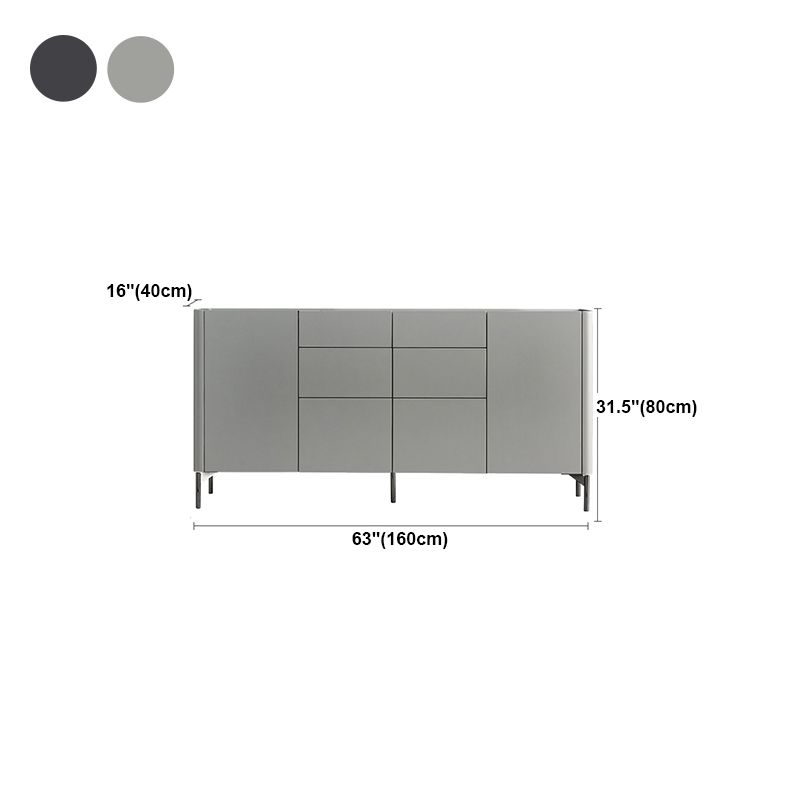 Server da pranzo in pietra grigia e buffet in legno con cassetti