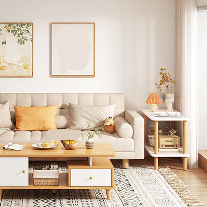 Modern Style Side End Snack Table Wooden with Storage End Table