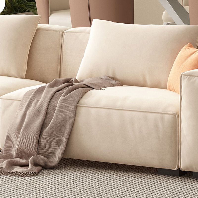 Velvet  Square Arm Sofa Modern Sofa with Pillows in White 37.40"   W