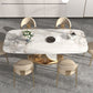 Glam Rectangle Table Sintered Stone Table with Metal Legs for Home