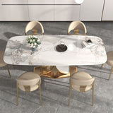 Glam Rectangle Table Sintered Stone Table with Metal Legs for Home