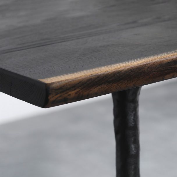 Industrial Rectangle Dining Room Table Oak Solid Wood Table with 4 Black Legs Clearhalo ' dining_table' 'Dining Tables & Seating' 'Dining Tables' 'furn' 'furn_dining_table' 'Furniture' 'furniture_dining_table' 'Kitchen & Dining Furniture' 'kitchen&dining_furn' 'kitchen' 'kitchen_dining_table' 1200x1200_bdc17a18-aa9f-490d-be07-c98321e64ae9
