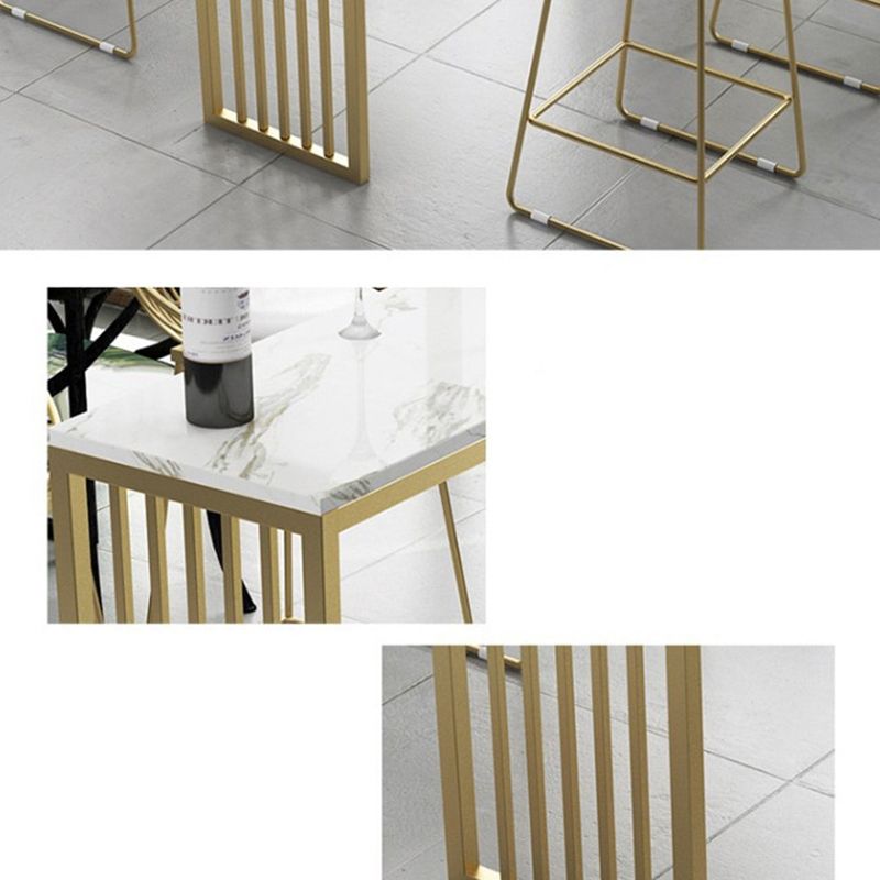 Glam Bar Height Table Faux Marble Top Bistro Bar Table with Double Pedestal Base Clearhalo 'Bar Furniture' 'Bar Tables' 'bar_tables' 'furn' 'furn_bar_tables' 'Furniture' 'Kitchen & Dining Furniture' 1200x1200_bdc3e042-1bd1-4ee4-86e7-0cd3054804e0