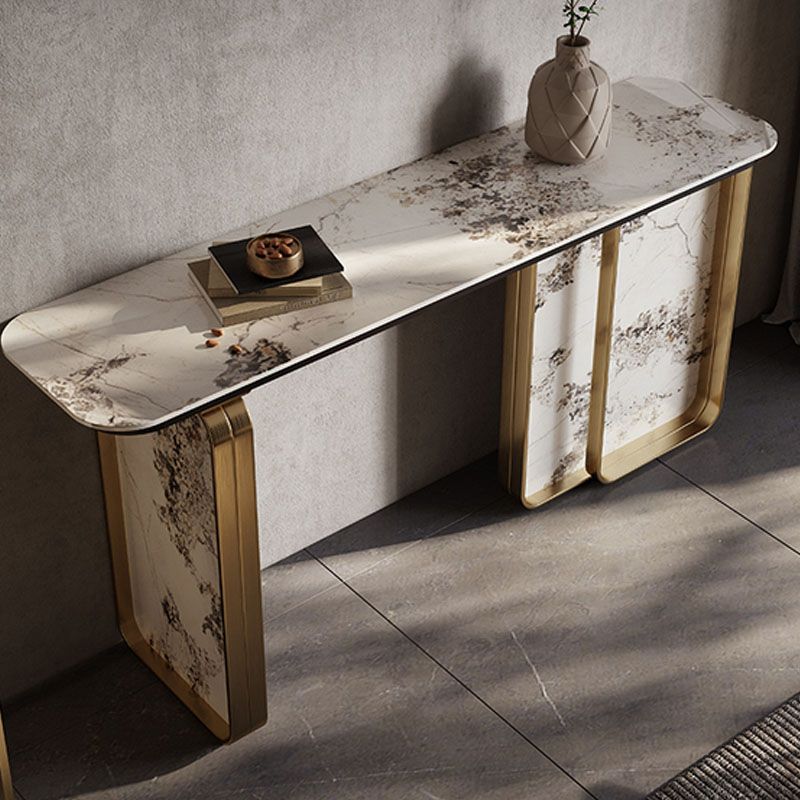 Tavolo accento console dorata glam tavolo di divano console in pietra per hall