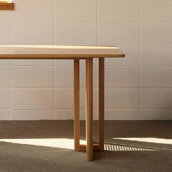 Modern Oak Table for Restaurant Rectangle Dining Table with Double Pedestal Clearhalo 'Dining Tables & Seating' 'Dining Tables' 'dining_table' 'furn' 'furn_dining_table' 'Furniture' 'furniture_dining_table' 'Kitchen & Dining Furniture' 'kitchen' 'kitchen_dining_table' 1200x1200_bdc8cf8f-de55-4a48-8501-e7cc30fca69c