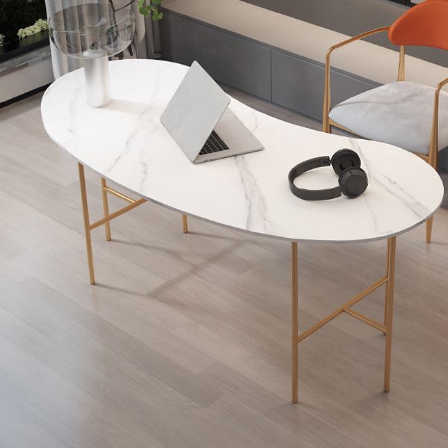 Glam Stone Writing Desk 29.53 "großer Büroschreibtisch mit Eisenbeinen